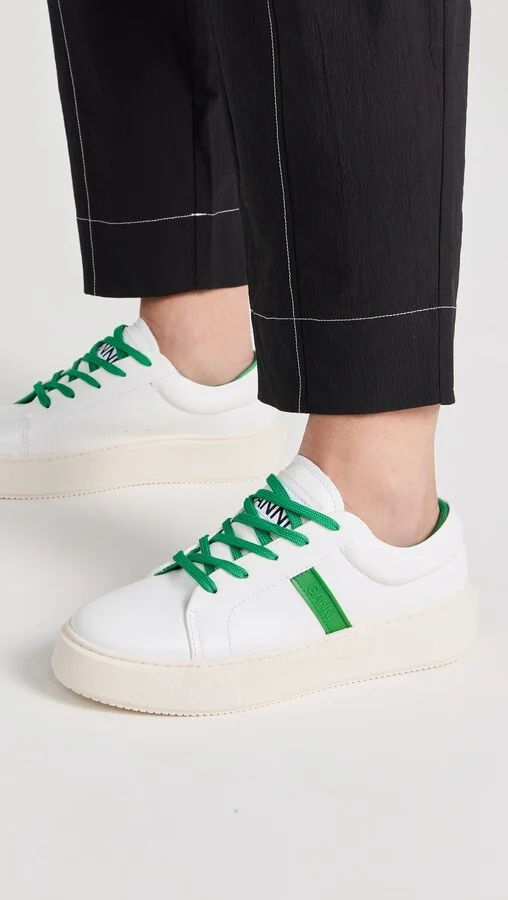 GANNI Sporty Mix Cupsole Sneakers Contrast Stitch - Image 5