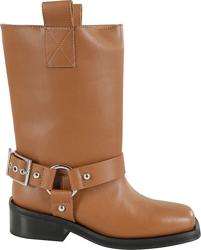 Ganni Square Toe Biker Boots
