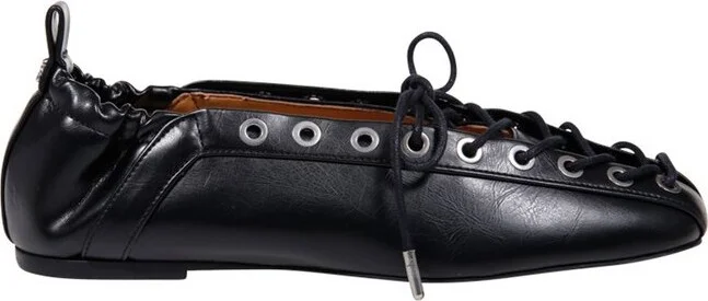 Ganni Square-Toe Lace-Up Balleina Shoes