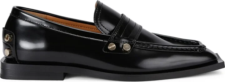 Ganni Studded Square-Toe Loafers
