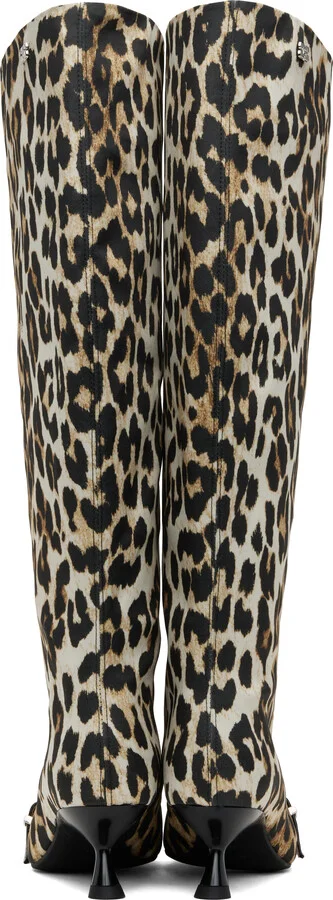 GANNI Tan & Black Eyelets Slouchy High Shaft Tall Boots - Image 2