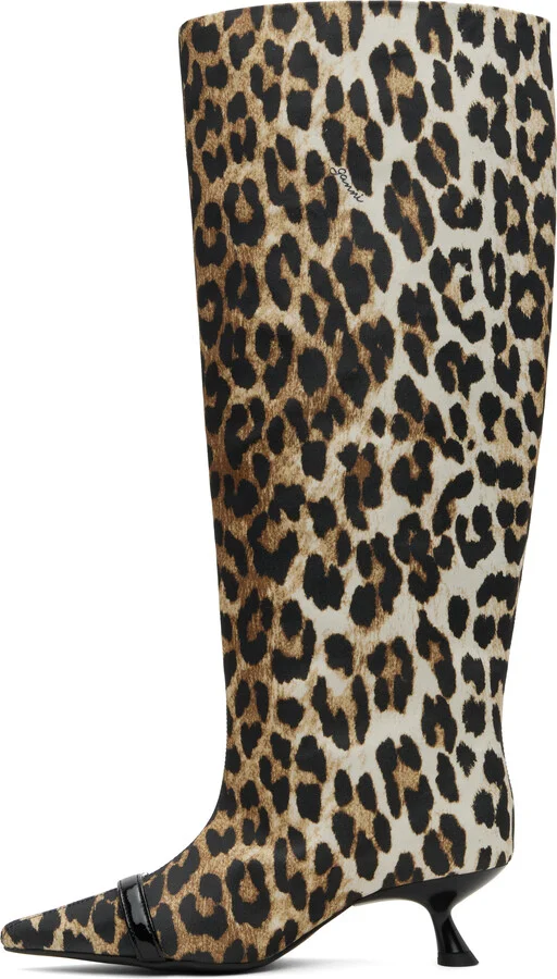 GANNI Tan & Black Eyelets Slouchy High Shaft Tall Boots - Image 3
