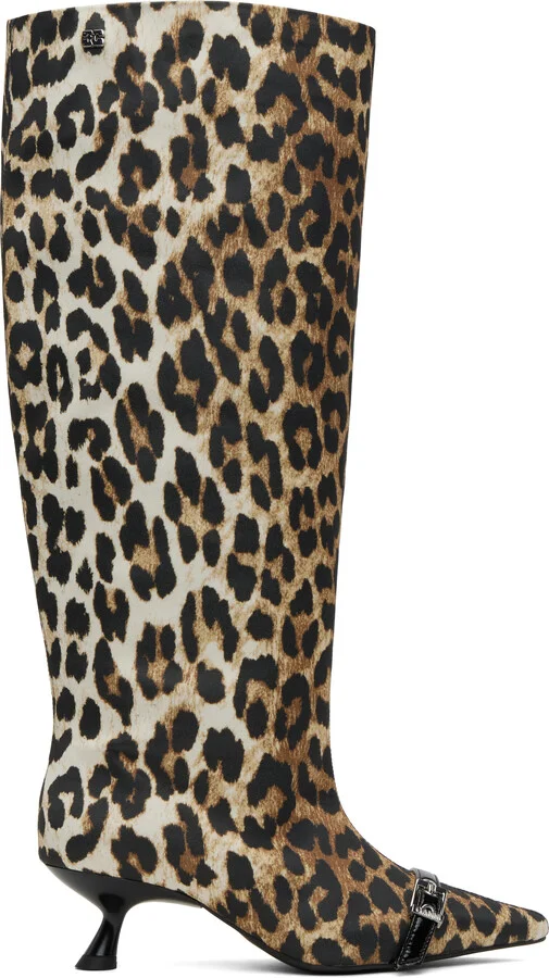 GANNI Tan & Black Eyelets Slouchy High Shaft Tall Boots