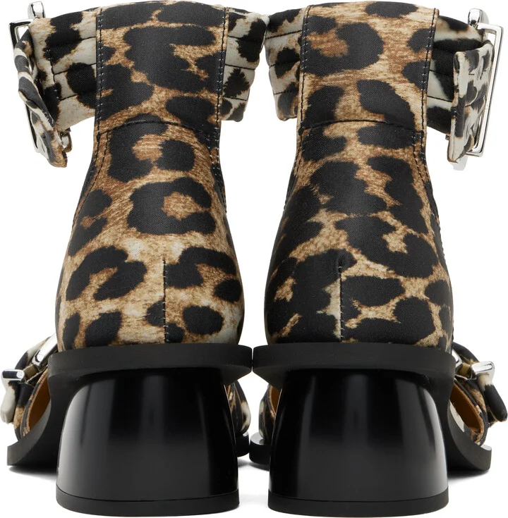 GANNI Tan & Black Feminine Buckle Open Cut Heels - Image 2