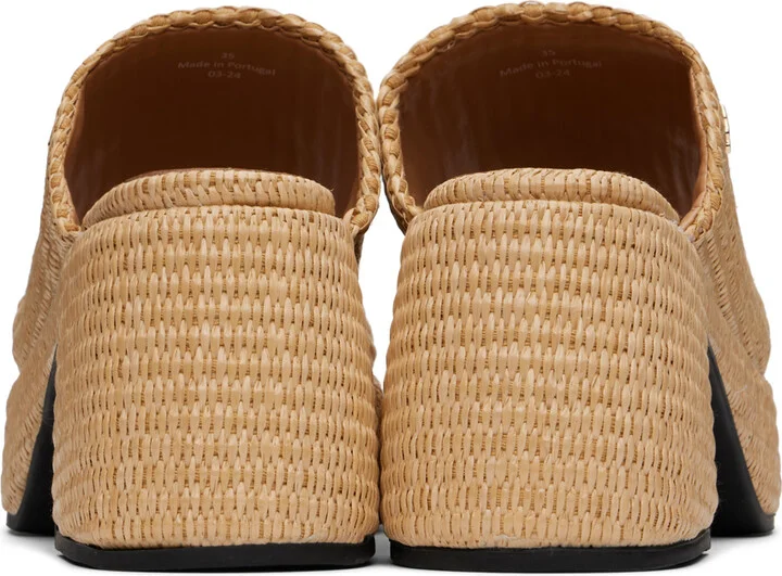 GANNI Tan Butterfly Platform Raffia Heeled Sandals - Image 2