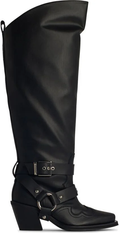 Ganni 'Western' Black Recycled Leather Blend Boots