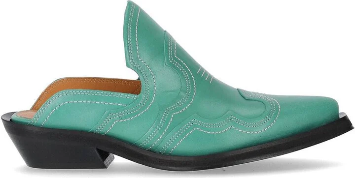 Ganni Western Green Mule