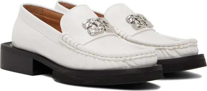 GANNI White Butterfly Logo Loafers - Image 4
