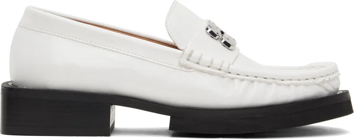 GANNI White Butterfly Logo Loafers