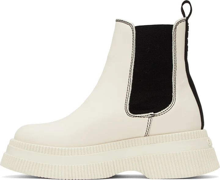 GANNI White Creepers Chelsea Boots - Image 3
