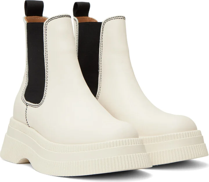 GANNI White Creepers Chelsea Boots - Image 4