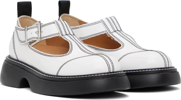 GANNI White Everyday Buckle Mary Jane Loafers - Image 4