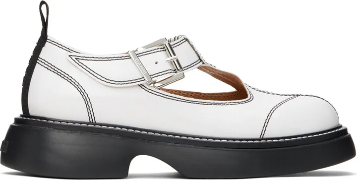GANNI White Everyday Buckle Mary Jane Loafers