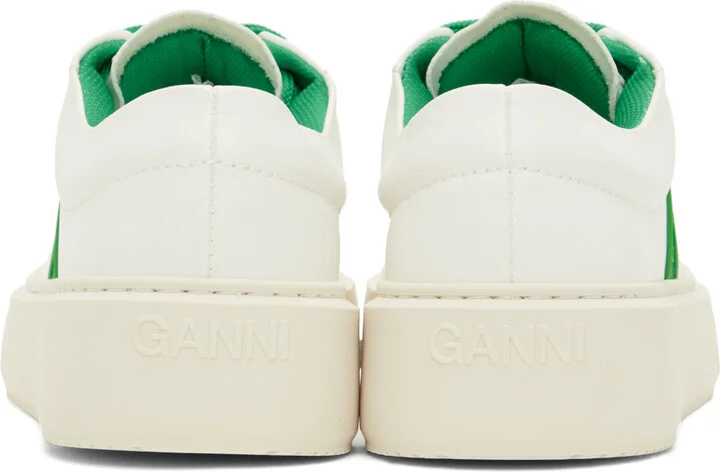 GANNI White & Green Sporty Mix Cupsole Sneakers - Image 2