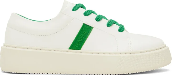 GANNI White & Green Sporty Mix Cupsole Sneakers