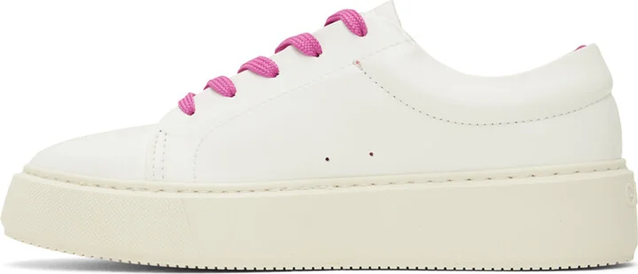 GANNI White & Pink Sporty Mix Cupsole Sneakers - Image 3