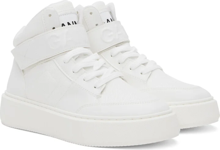 GANNI White Sporty Mix High-Top Sneakers - Image 4