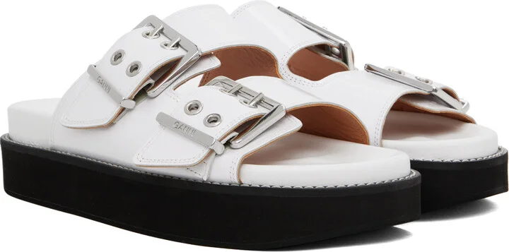 GANNI White Wide Chunky Sandals - Image 4