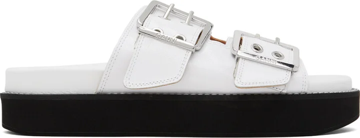 GANNI White Wide Chunky Sandals