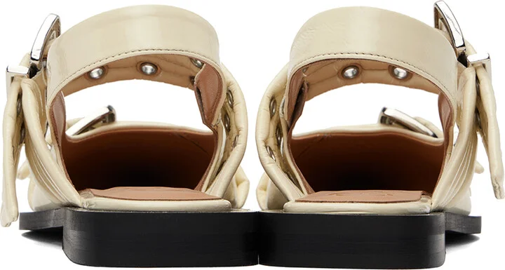 GANNI White Wide Welt Buckle Ballerina Flats - Image 2