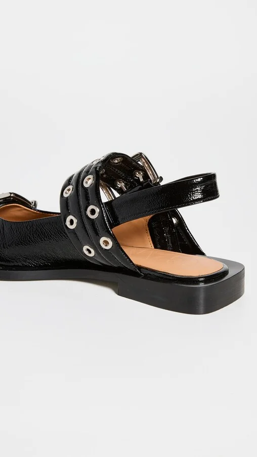 GANNI Wide Welt Buckle Ballerina Flats - Image 3