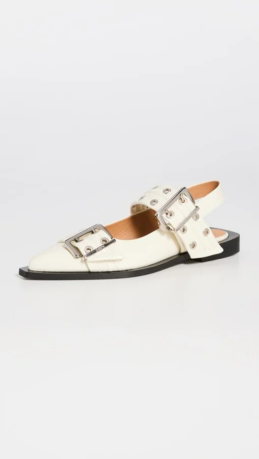 GANNI Wide Welt Buckle Ballerina Naplack - Image 2