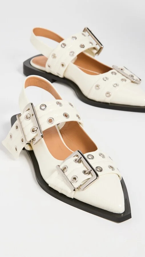 GANNI Wide Welt Buckle Ballerina Naplack - Image 5
