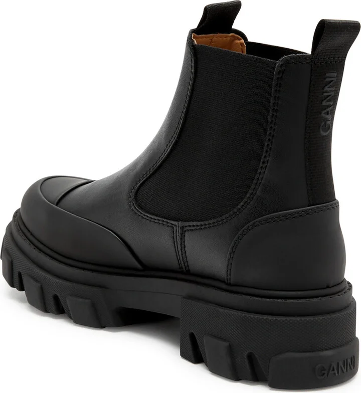 Ganni Womens Black Faux Leather Ankle Boots UK8 - Image 2