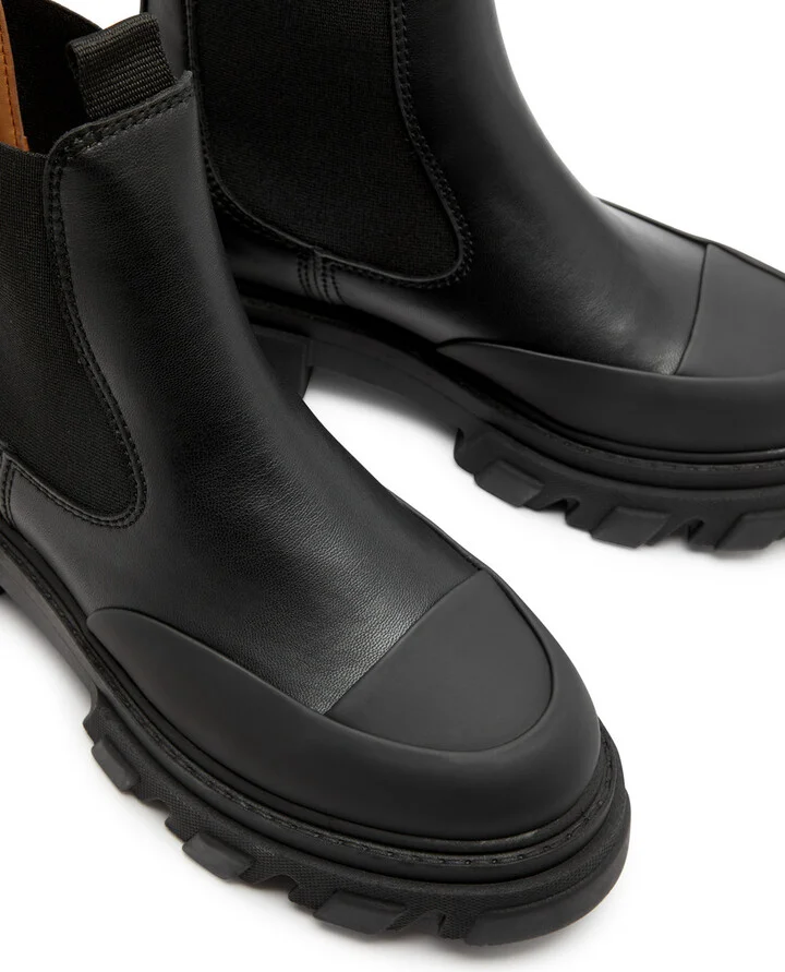 Ganni Womens Black Faux Leather Ankle Boots UK8 - Image 3