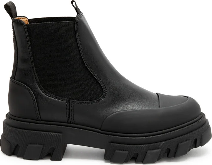Ganni Womens Black Faux Leather Ankle Boots UK8