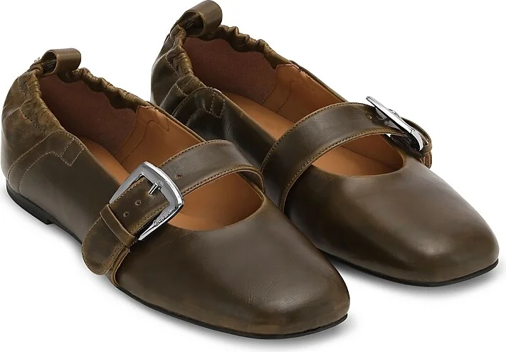 Ganni Women's Buckle Strap Ballerinas
