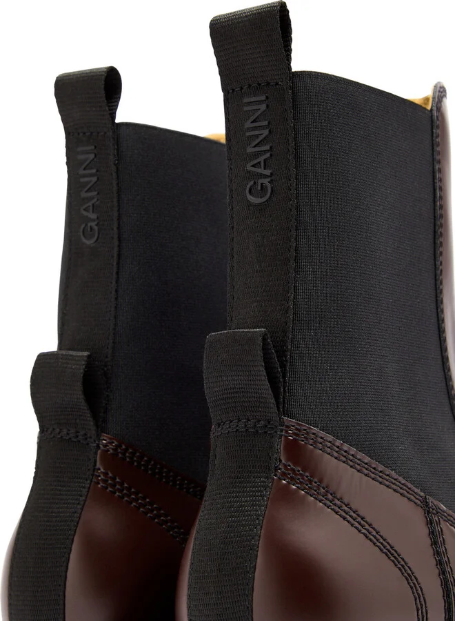 Ganni Womens Faux Leather Brown Chelsea Boots UK6 - Image 4