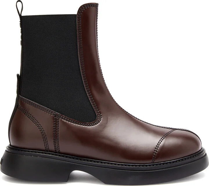 Ganni Womens Faux Leather Brown Chelsea Boots UK6