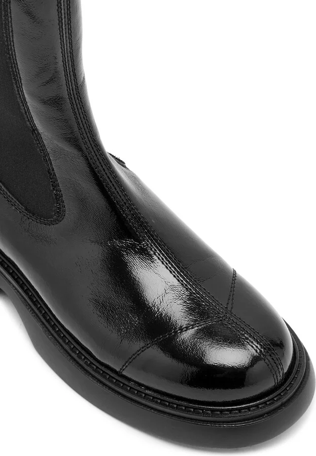 Ganni Womens Patent Faux Leather Black Pull On Chelsea Boots UK4 - Image 4