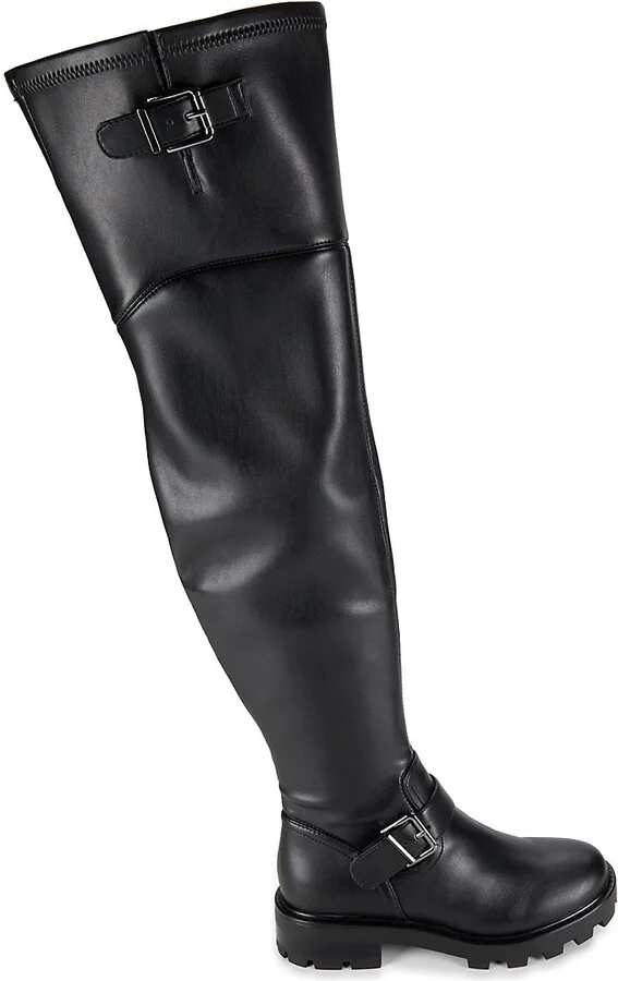 Ganven Lug Sole Biker Thigh-High Boots