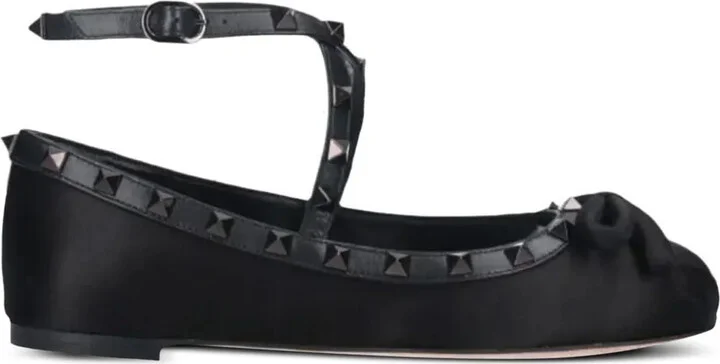 Garavani Rockstud Bow Detailed Ballerina Shoes "Black" - Image 2