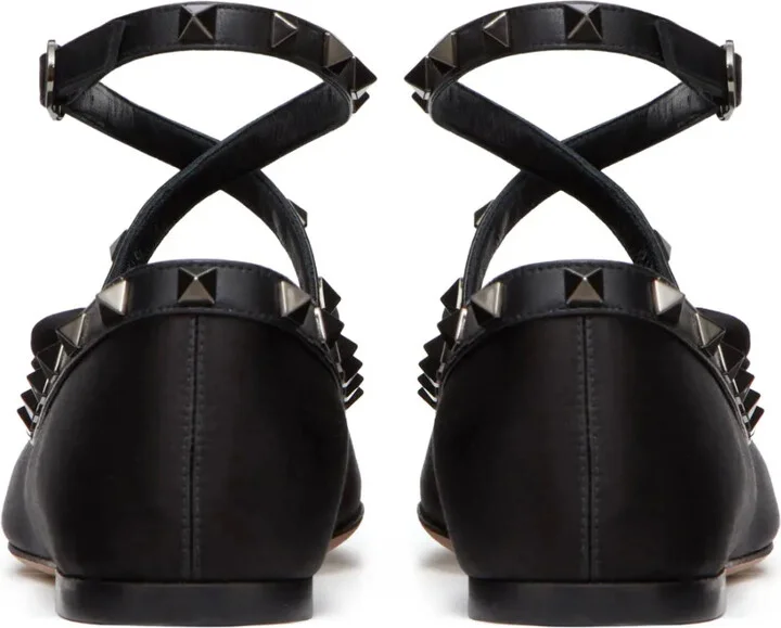 Garavani Rockstud Bow Detailed Ballerina Shoes "Black" - Image 4