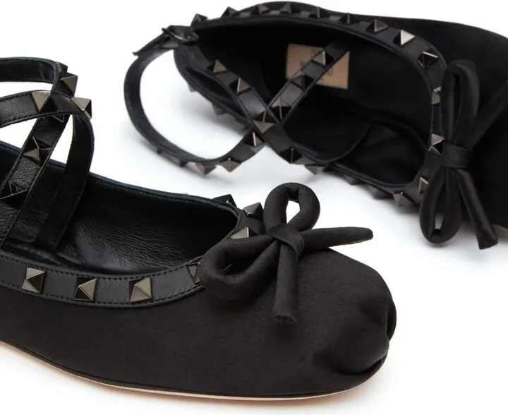 Garavani Rockstud Bow Detailed Ballerina Shoes "Black" - Image 5