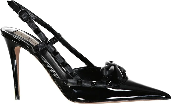 Garavani Rockstud Leather Slingback Pumps