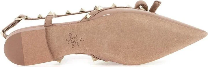 Garavani Rockstud Pointed Toe Slingback Ballerina Shoes - Image 3