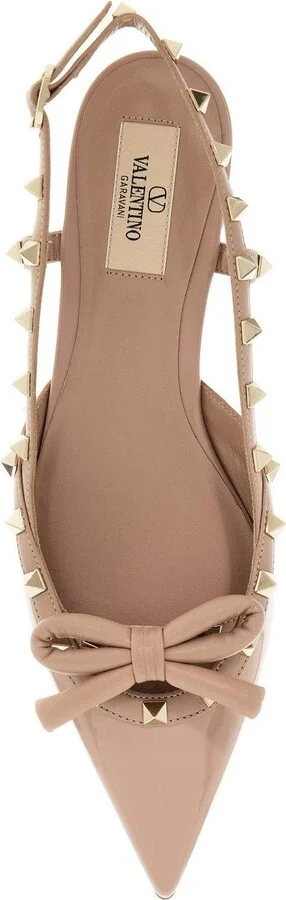 Garavani Rockstud Pointed Toe Slingback Ballerina Shoes - Image 4