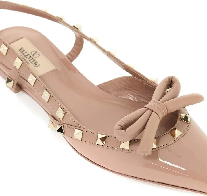 Garavani Rockstud Pointed Toe Slingback Ballerina Shoes - Image 5