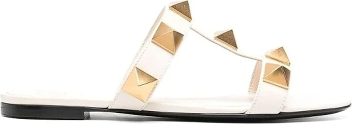 Garavani Roman Stud Leather Flat Sandals