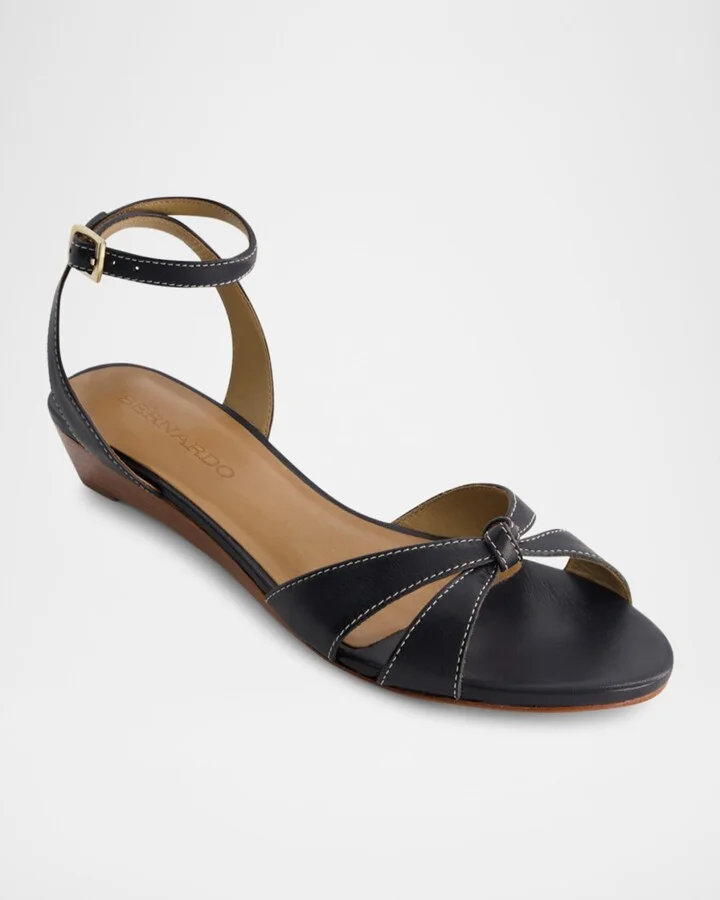 Garcel Leather Knot Wedge Sandals - Image 2