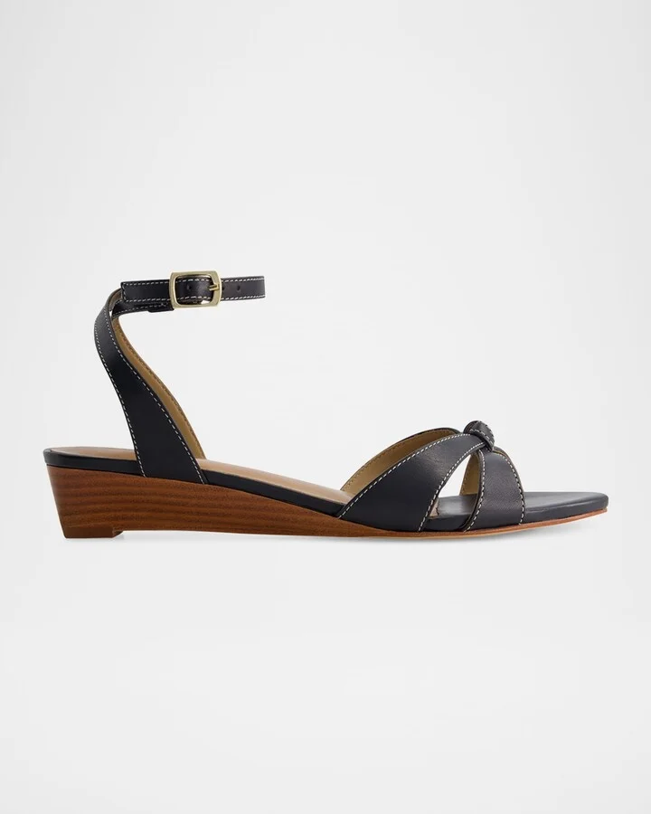 Garcel Leather Knot Wedge Sandals