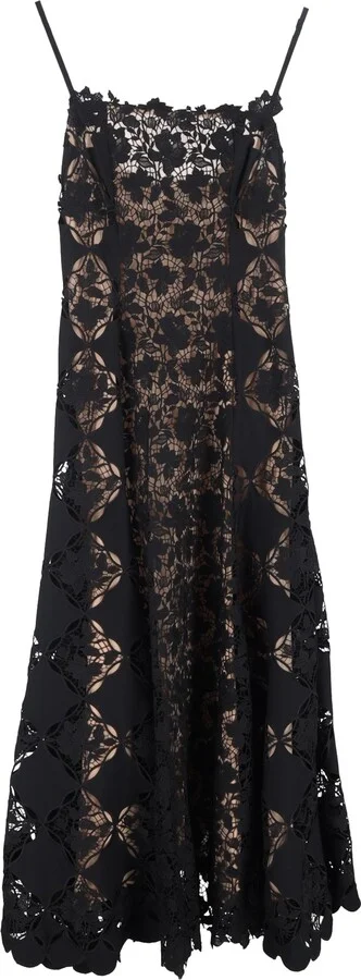 Gardenia Lace Midi Dress in Black Polyester