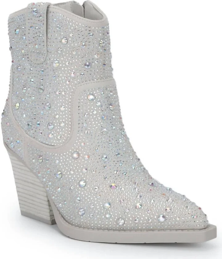 Garen Bootie In Silver Rhinestone