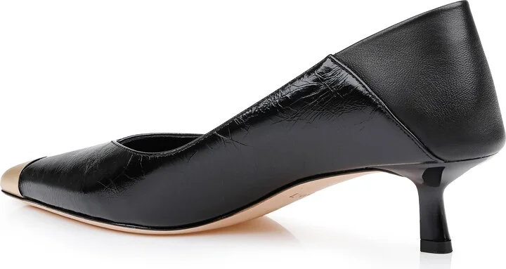 Garlan Pointed Cap Toe Kitten Heel Pump - Image 2