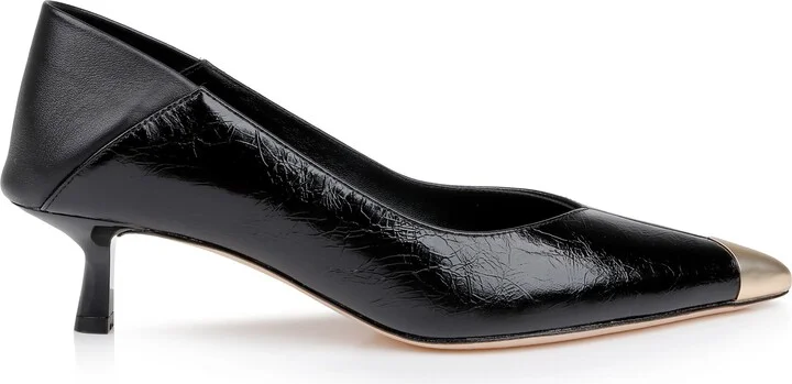 Garlan Pointed Cap Toe Kitten Heel Pump - Image 3