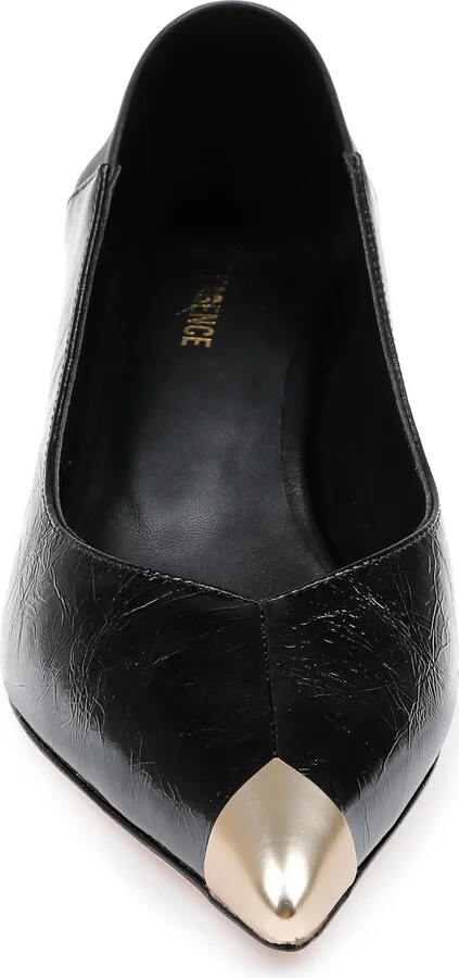 Garlan Pointed Cap Toe Kitten Heel Pump - Image 4